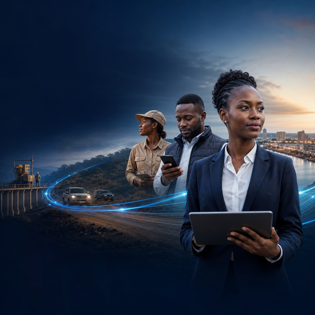 African field and business professionals connected through Exa One